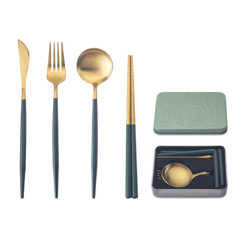 Stainless steel portable cutlery set