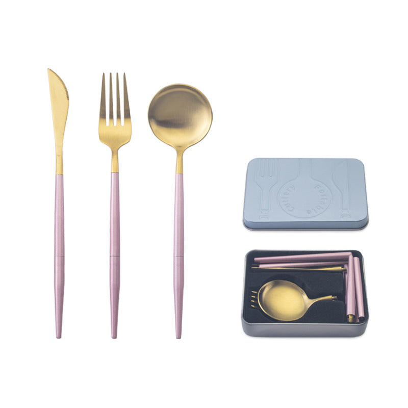 Stainless steel portable cutlery set