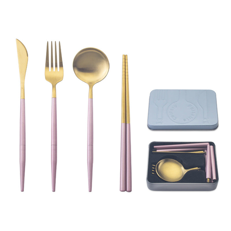 Stainless steel portable cutlery set
