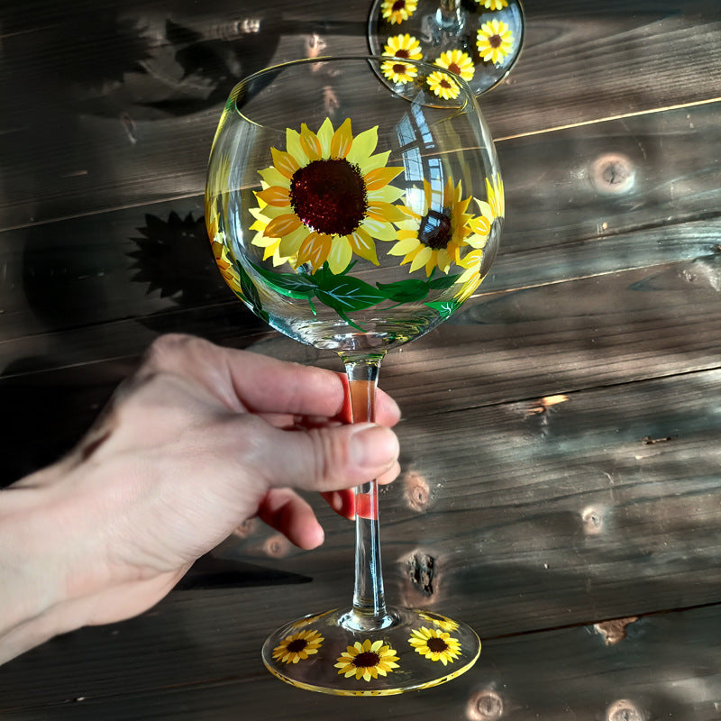 Crystal Hand-painted Flower Glass