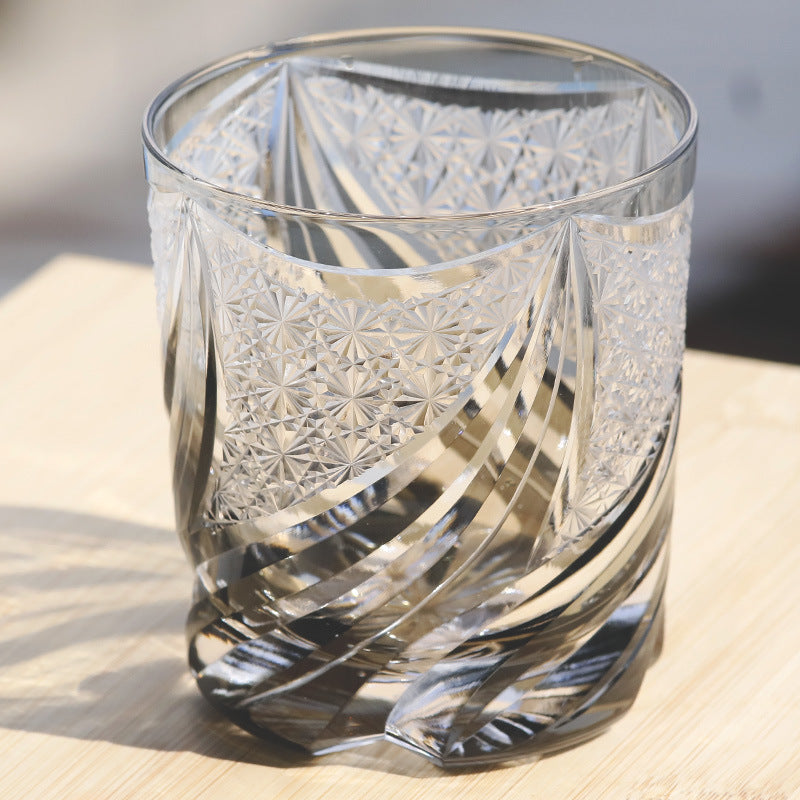 Hand Carved Whiskey Crystal Wine Glass
